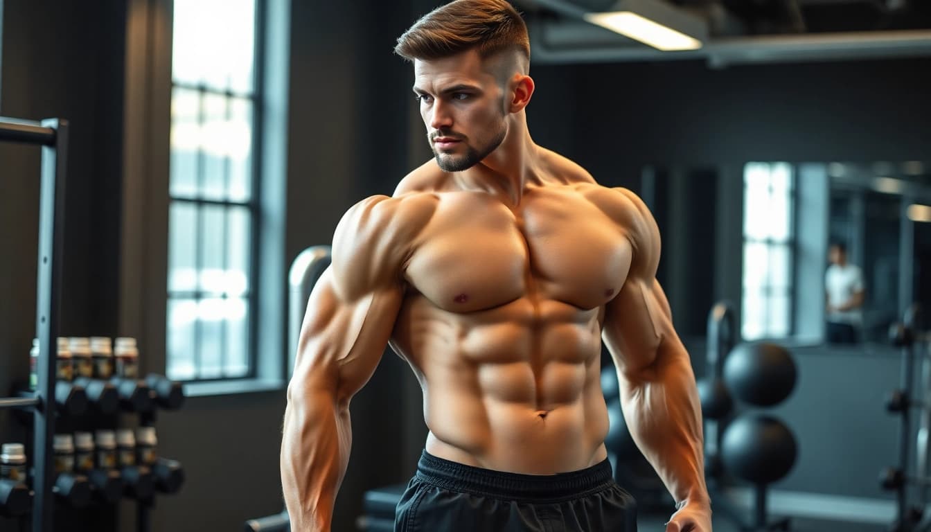 Bild eines Bodybuilders mit Unique Pharma Steroids im Training