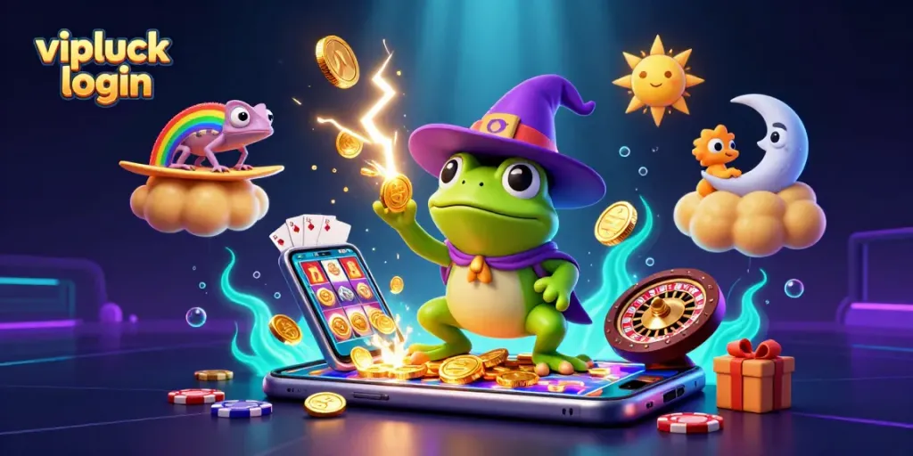 Play with vipluck login and enjoy a vibrant 3D casino adventure filled with golden coins and lucky symbols.