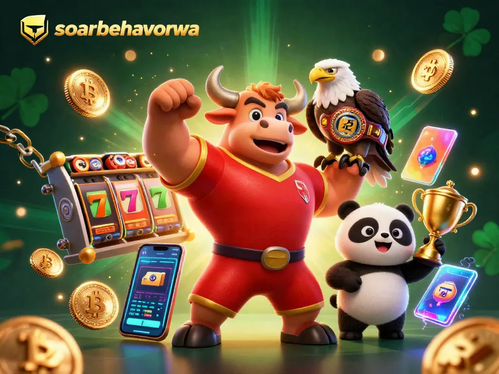 soarbehaviorwa showcases a vibrant casino scene with a bull mascot and jackpot game elements