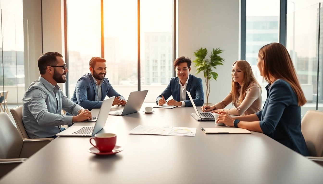 Evodrop Erfahrung: Professionelle Diskussion über digitale Strategien in einem modernen Büro.