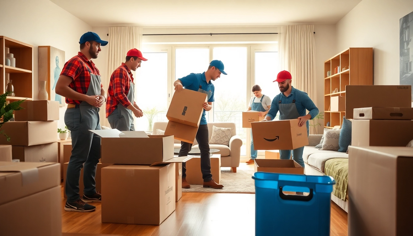 Umzugsunternehmen Schwetzingen zeigt ein professionelles Team, das beim Umzug Möbel arrangiert.