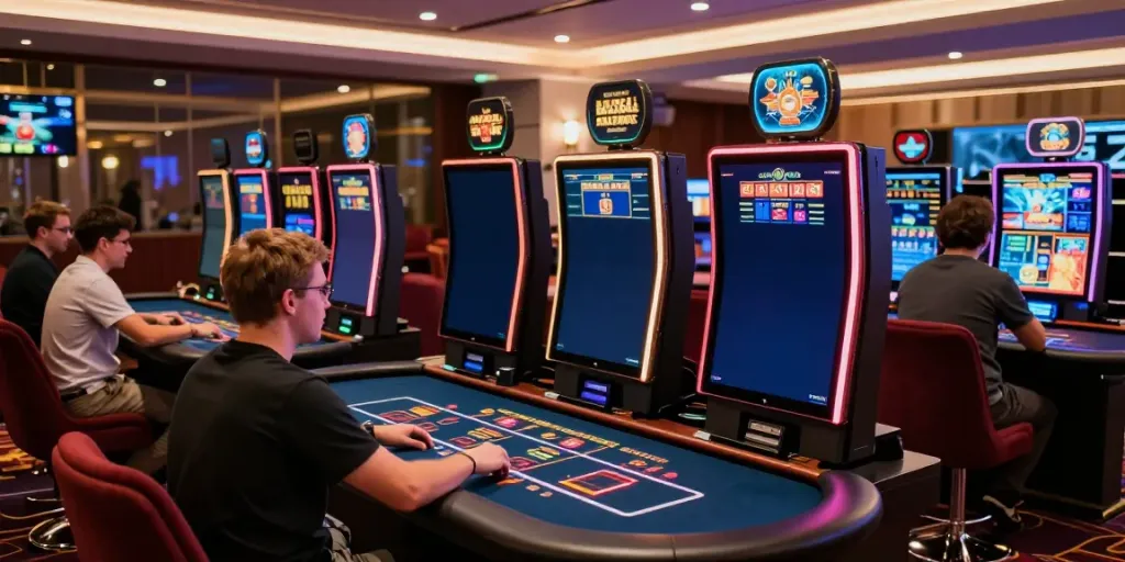 Exciting rikvip online casino scene with diverse players at gaming tables.