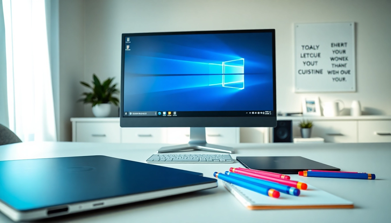 Windows 11 Pro günstig erwerben: Modern workspace showcasing an efficient Windows 11 Pro setup.