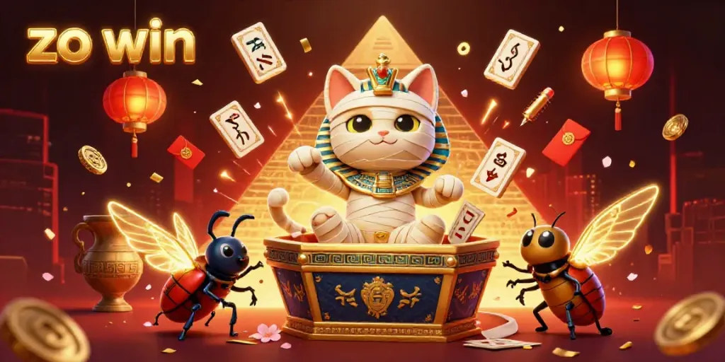 Play thrilling games at zo win with vibrant Egyptian-themed casino scene featuring captivating characters and elements.