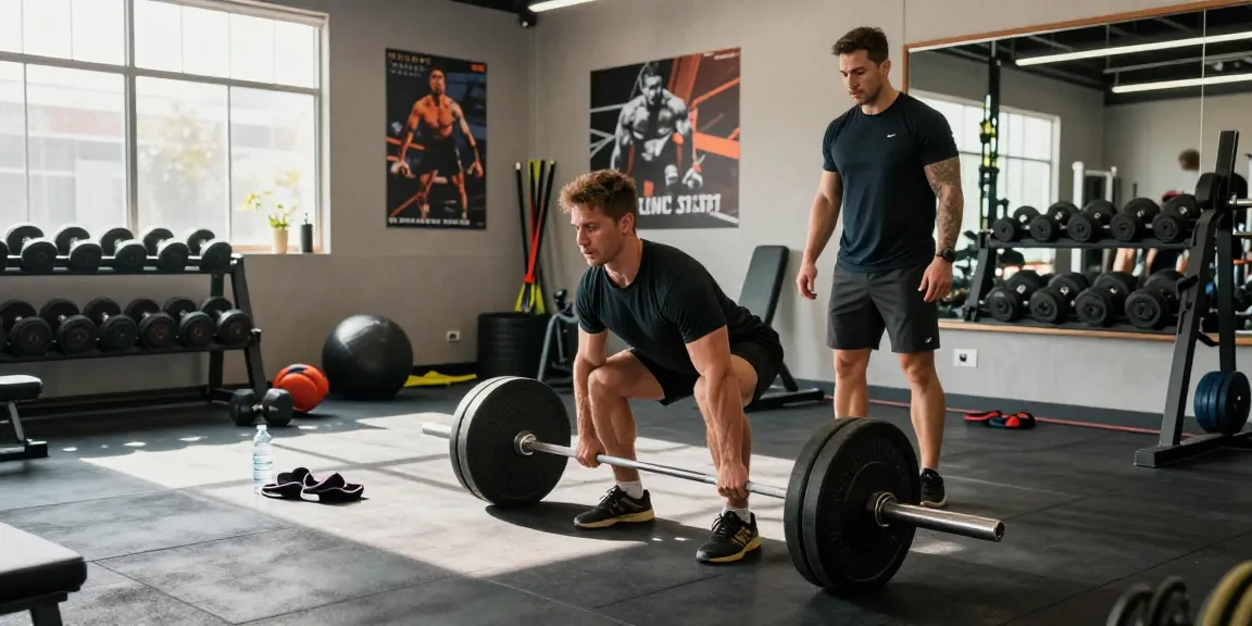 Man lifting weights while training with Unique Pharma Steroids for enhanced performance in a vibrant gym.