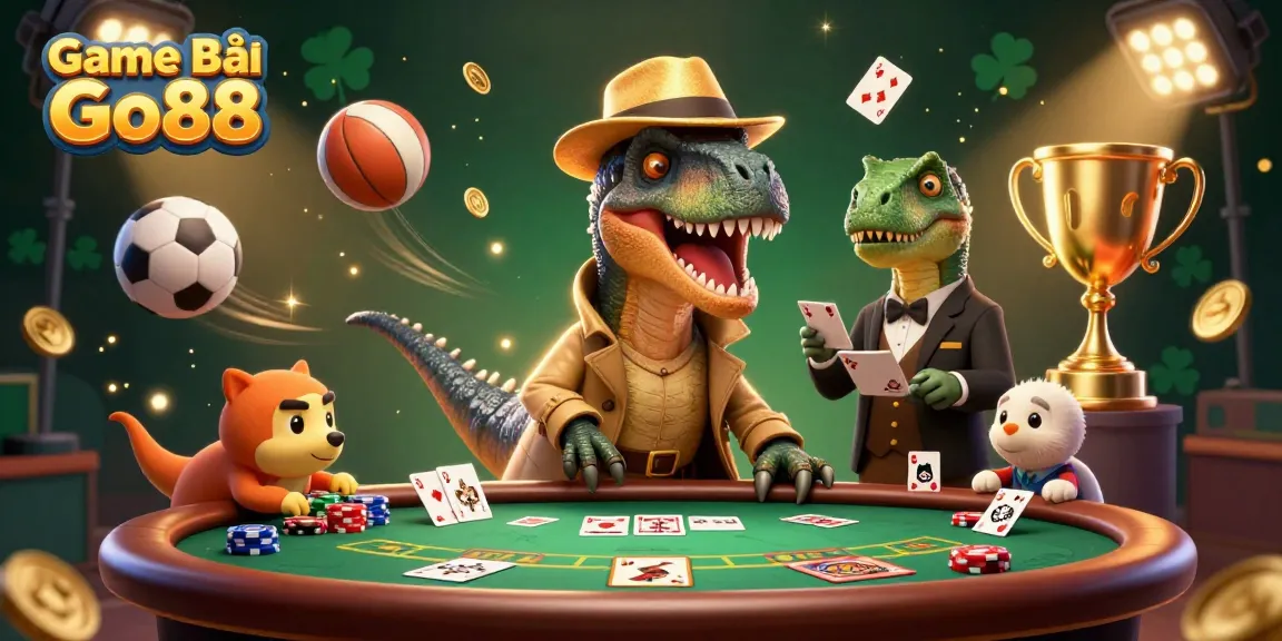 Experience thrilling gameplay in Game Bài Go88 with a velociraptor card counter, exciting action, and dynamic elements.