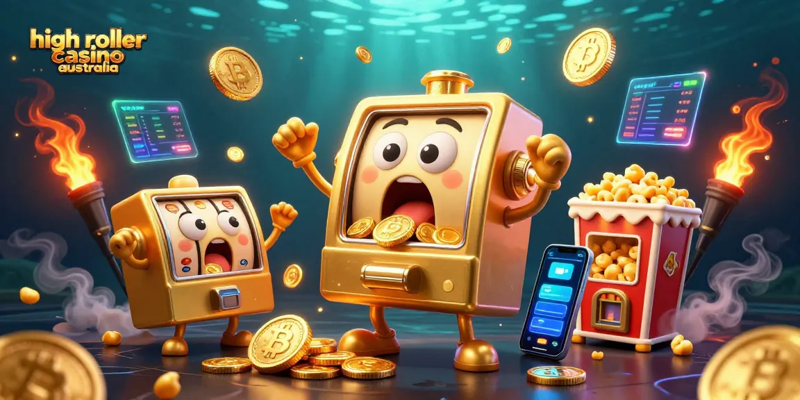 Experience the thrill at a high roller casino Australia with a golden slot machine hitting a jackpot!